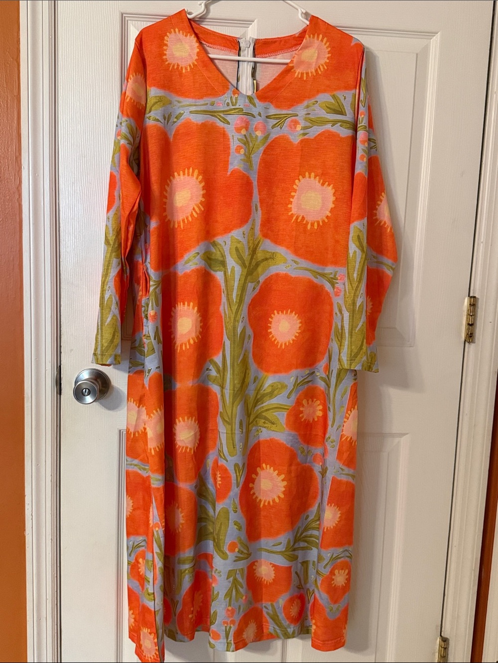 Bright Orange Floral Maxi Dress